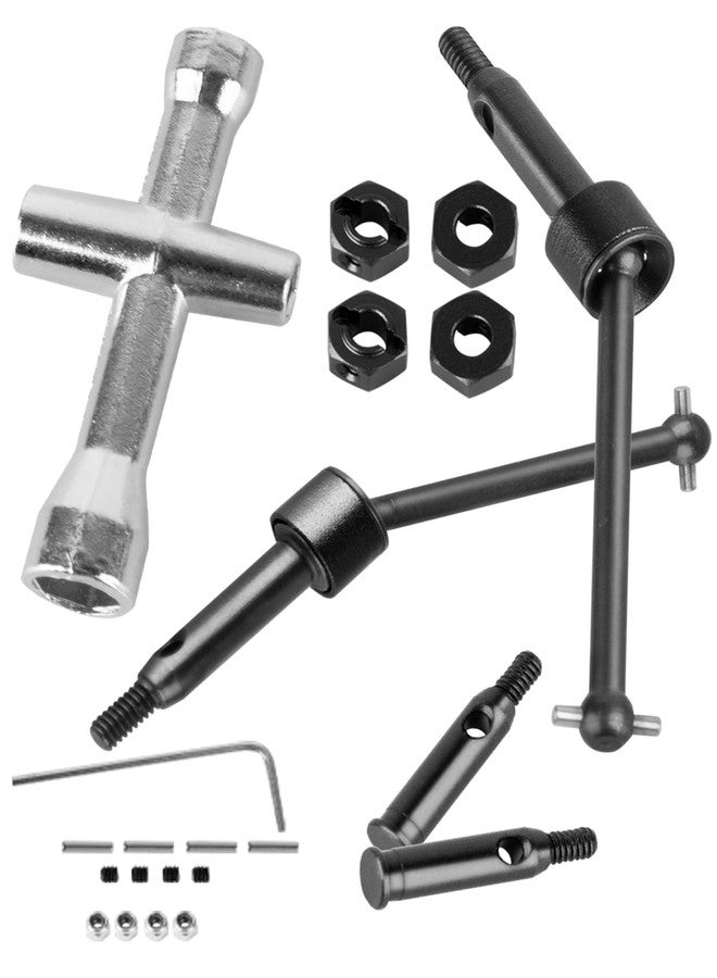 RCarmubWow RC Axle Driveshafts w/Wheel Hex Hub Upgrades Part for L0S1 1/24 Micro-B 2S 2WD,1/28 Micro-T 2S 2WD,Steel #45 CVD Drive Shafts & Aluminium Alloy Wheel Hex,Black w/Black - Image 1